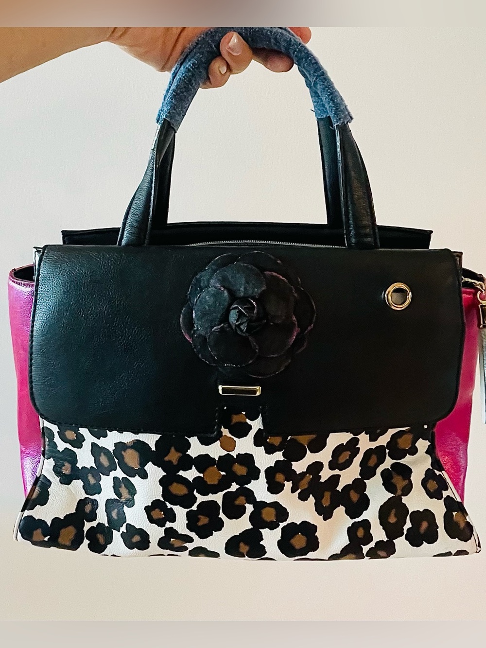 🖤 Upcycled Betsy Johnson Leopard Satchel – Hand Painted & One of a Kind